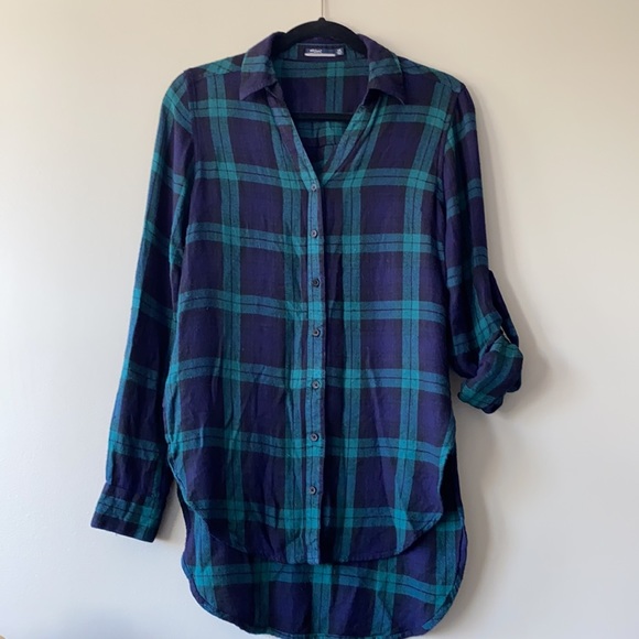 Silver Jeans Co. Hi-lo Flannel Button Down Shirt - Picture 2 of 9